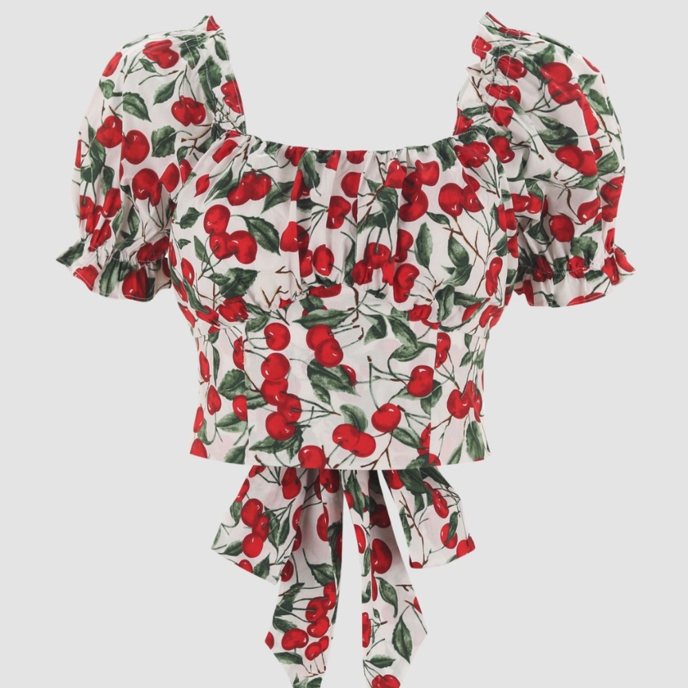 CIDER Cherry Bow Short Sleeve Cute Blouse Top Plus Size 2X